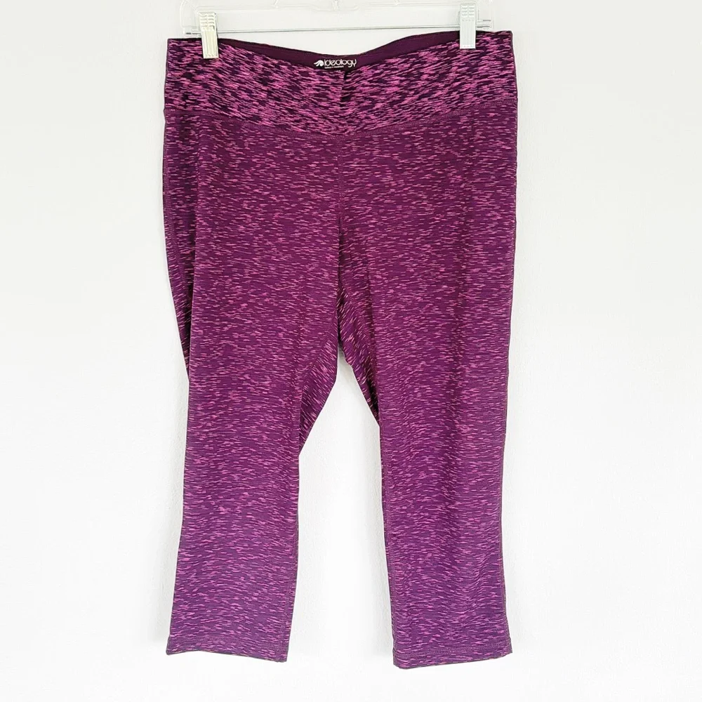 Ideology purple abstract print cropped stretch workout leggings size large